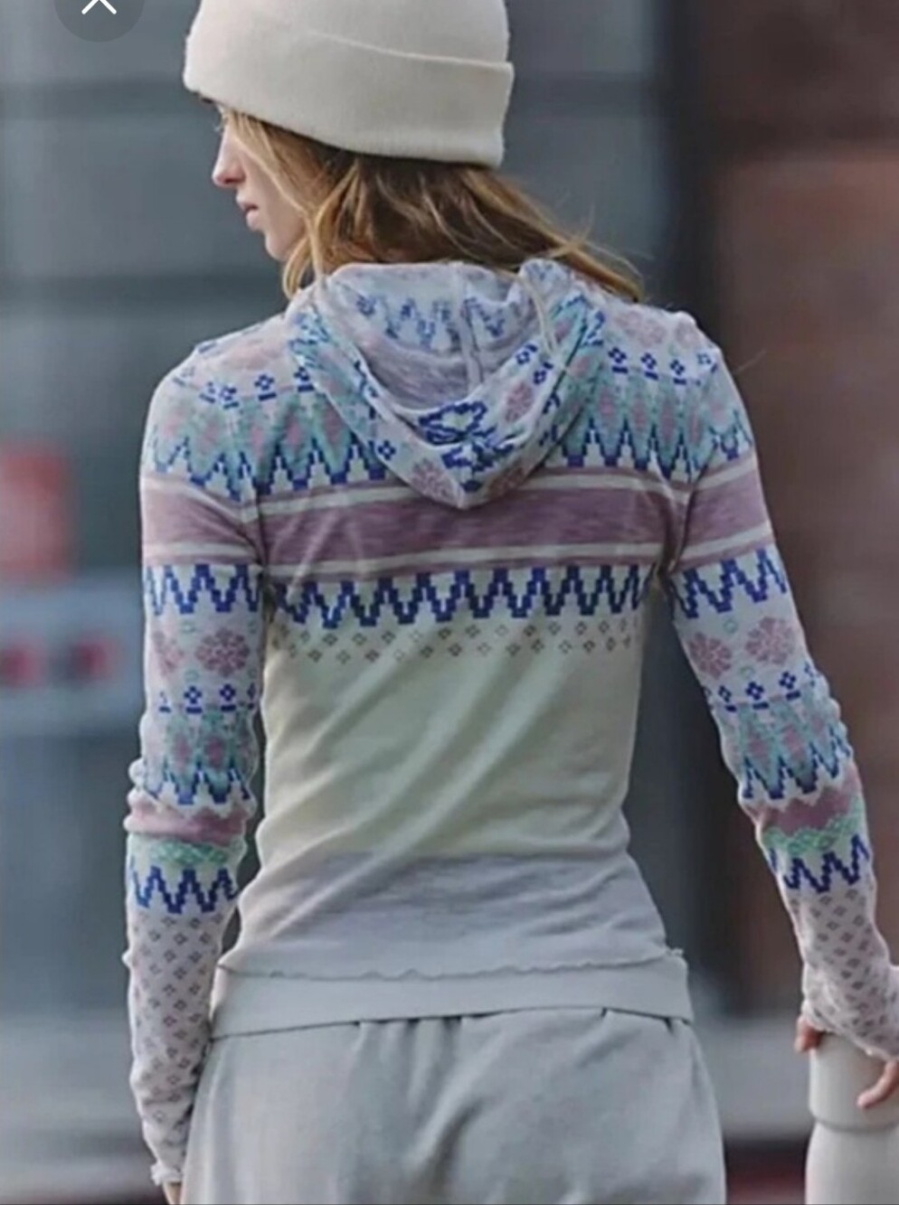 FP Movement by Free People Cream Multi-Color Fair Isle Hoodie - Picture 2 of 8